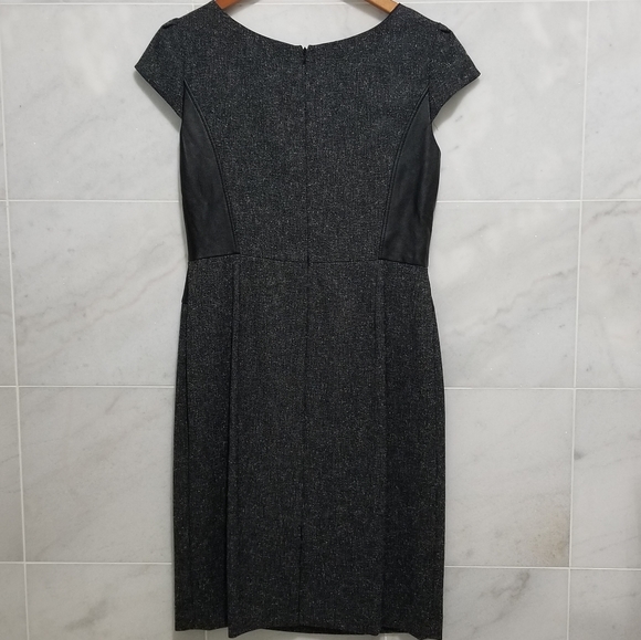 Tahari Career Sheath Faux Leather Panel Dress - Picture 4 of 6